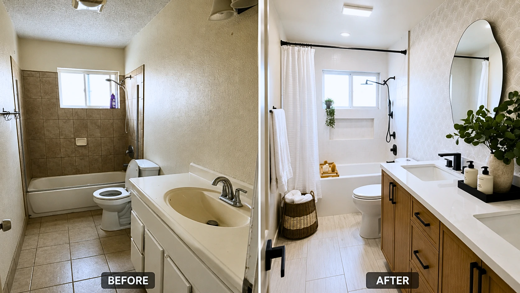 Bathroom Remodel Ideas Before and After: One Dated Full Bath, Completely Transformed